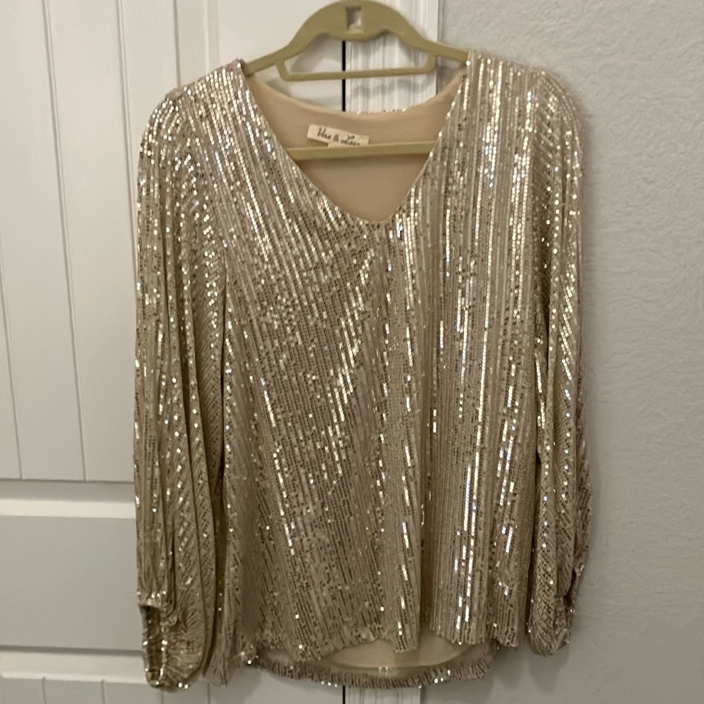 Elegant Gold Sequin Blouse